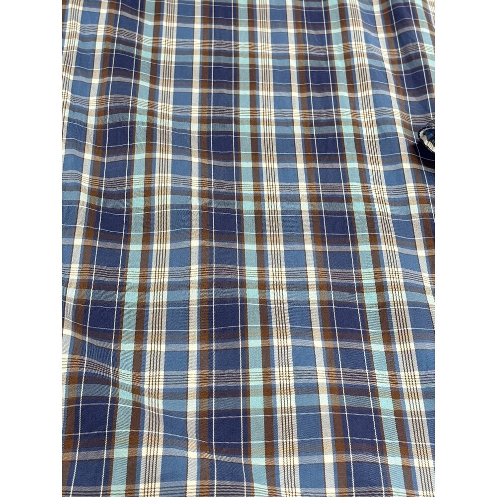 Peter Millar Mens XXL Blue Plaid Button-Down Shirt Long Sleeve 100% Cotton Made
